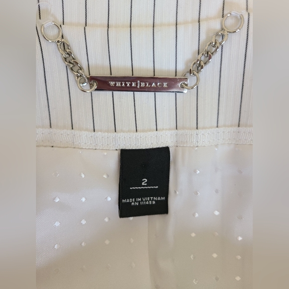 White House Black Market Women's Pinstripe Blazer Set Black & White Classic - Picture 8 of 14